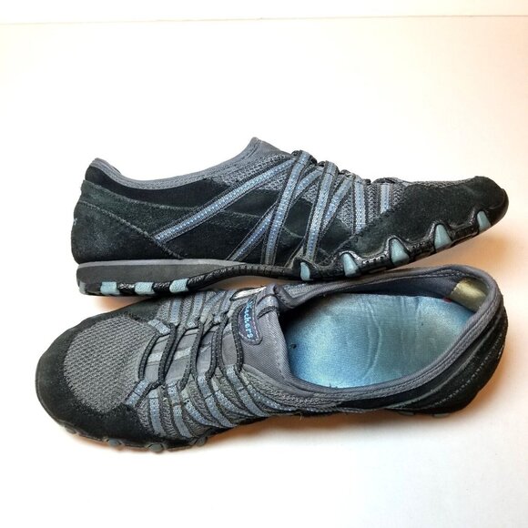 Skechers Shoes Womens Sz 7.5 Bikers Athletic Slip On Sneakers 22045 Black/Blue - Picture 14 of 14